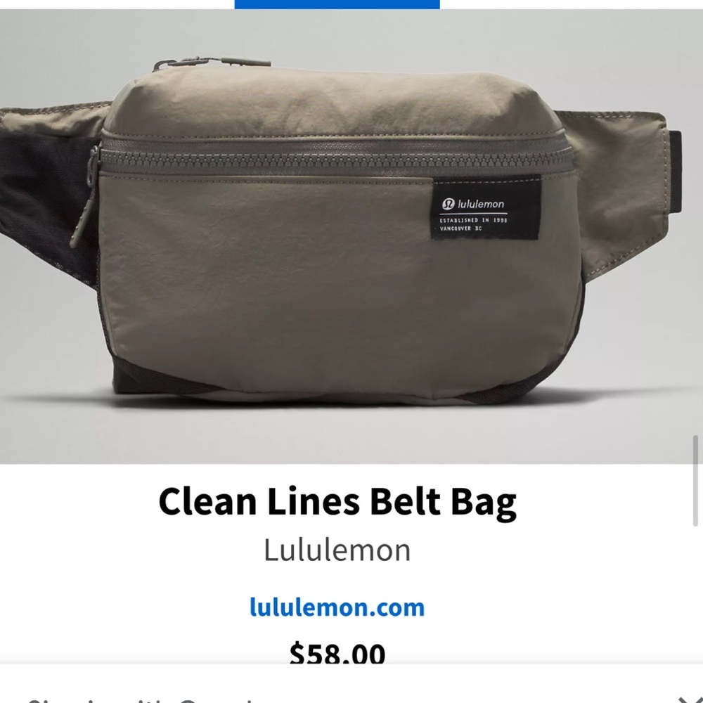 lululemon athletica Clean Lines Belt Bag - Black and Gray